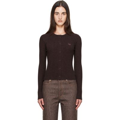 Maison Kitsuné Maison Kitsuné Brown Baby Fox Ribbed Cardigan