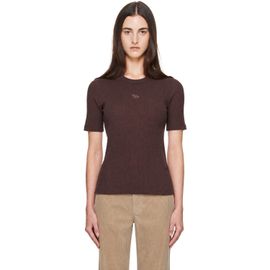 Maison Kitsuné Maison Kitsuné Brown Ribbed Baby Fox Fitted T-shirt
