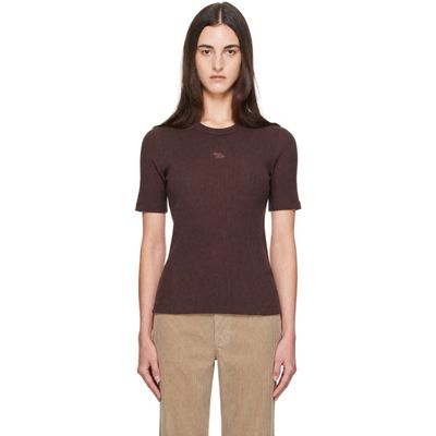 Maison Kitsuné Maison Kitsuné Brown Ribbed Baby Fox Fitted T-shirt
