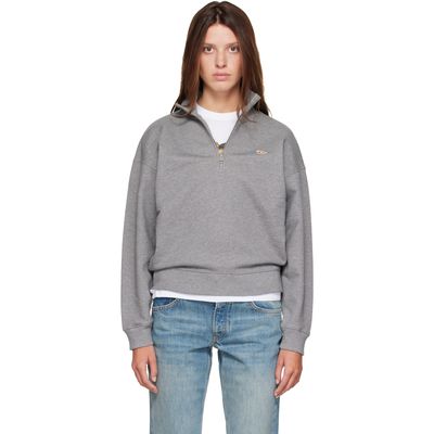 Maison Kitsuné Maison Kitsuné Gray Baby Fox Half Zipped Sweatshirt