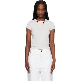 Maison Kitsuné Maison Kitsuné Gray Contrasted Rib Fitted T-shirt