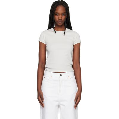 Maison Kitsuné Maison Kitsuné Gray Contrasted Rib Fitted T-shirt