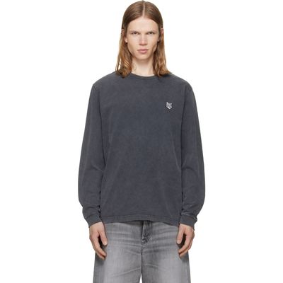 Maison Kitsuné Maison Kitsuné Gray Fox Head Faded Comfort Long Sleeve T-shirt