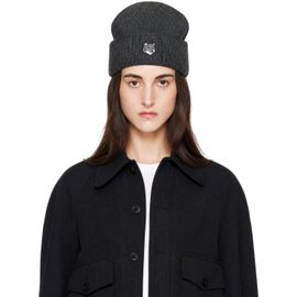 Maison Kitsuné Maison Kitsuné Gray Fox Head Large Beanie