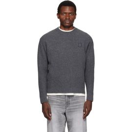 Maison Kitsuné Maison Kitsuné Gray Fox Head Wool Ribbed Sweater
