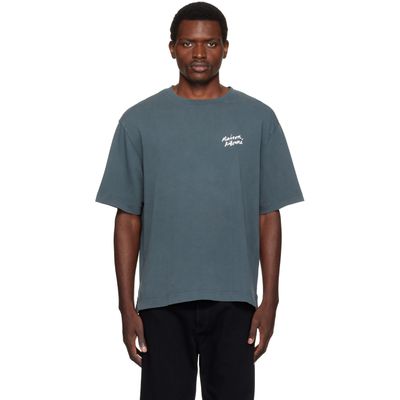 Maison Kitsuné Maison Kitsuné Gray Handwriting Faded Oversize T-shirt