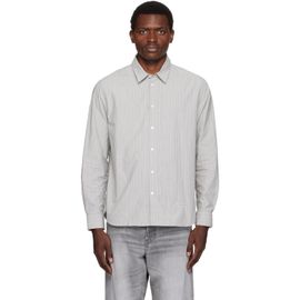 Maison Kitsuné Maison Kitsuné Gray Handwriting Striped Casual Shirt