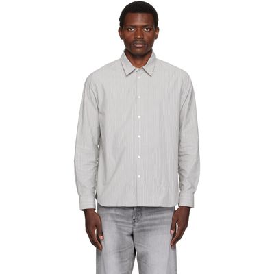 Maison Kitsuné Maison Kitsuné Gray Handwriting Striped Casual Shirt