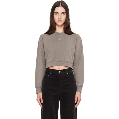 Maison Kitsuné Maison Kitsuné Gray 'Maison Kitsune Paris' Faded Cropped Sweatshirt