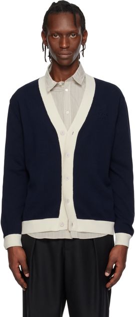 Maison Kitsuné Maison Kitsuné Navy Contrasted Cotton Comfort Cardigan