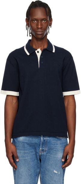 Maison Kitsuné Maison Kitsuné Navy Cotton Knitted Comfort Polo