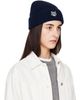 Maison Kitsuné Maison Kitsuné Navy Fox Head Large Beanie - 3