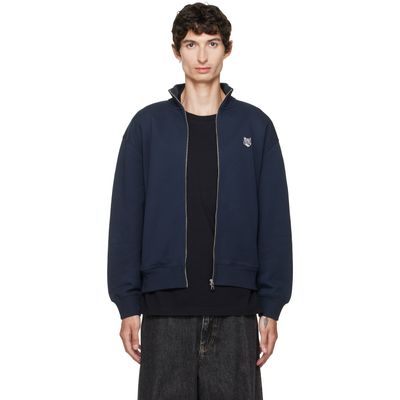 Maison Kitsuné Maison Kitsuné Navy Fox Head Zipped Comfort Sweatshirt