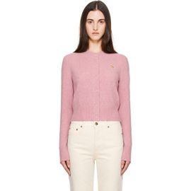Maison Kitsuné Maison Kitsuné Pink Baby Fox Lambswool Fitted Cardigan