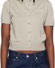 Maison Kitsuné Maison Kitsuné Taupe Baby Fox Fine Merino Short Sleeve Cardigan - 1
