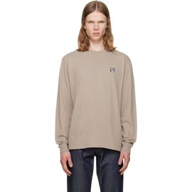 Maison Kitsuné Maison Kitsuné Taupe Fox Head Comfort Long Sleeve T-shirt