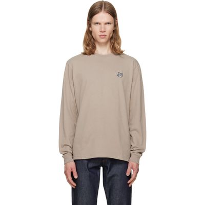 Maison Kitsuné Maison Kitsuné Taupe Fox Head Comfort Long Sleeve T-shirt