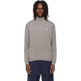Maison Kitsuné Maison Kitsuné Taupe Profile Fox Comfort Mock Neck Sweater