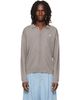Maison Kitsuné Maison Kitsuné Taupe Profile Fox Comfort Polo Cardigan - 1