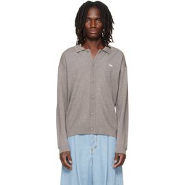 Maison Kitsuné Maison Kitsuné Taupe Profile Fox Comfort Polo Cardigan