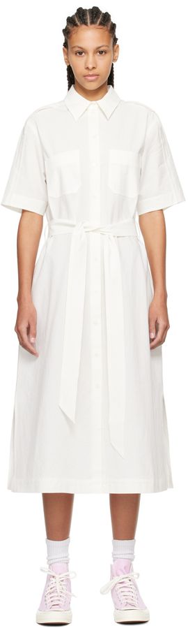 Maison Kitsuné Maison Kitsuné White Crinkled Midi Dress