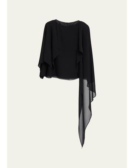 Maison Margiela Asymmetric Draped Chiffon Top