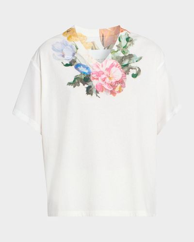 Maison Margiela Floral Cotton V-Neck T-Shirt