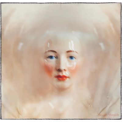 Maison Margiela Maison Margiela Beige Porcelain Doll Print Silk Scarf