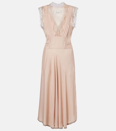 Maison Margiela Maison Margiela Belted lace-trimmed midi dress