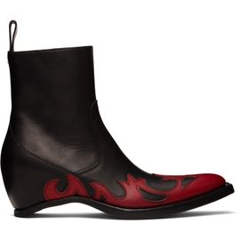 Maison Margiela Maison Margiela Black & Red Heel-Less Western Flame Boots