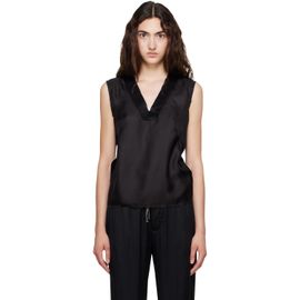 Maison Margiela Maison Margiela Black Silk V-Neck Top