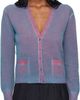 Maison Margiela Maison Margiela Blue & Red Virgin Wool V Neck Cardigan - 1