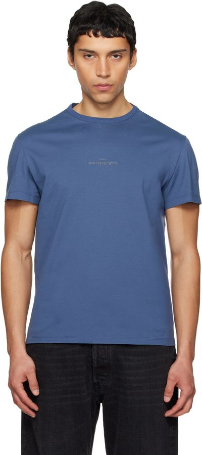 Maison Margiela Maison Margiela Blue Distorted Logo T-shirt