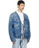 Maison Margiela Maison Margiela Blue Distressed Deep Open Denim Jacket - 2