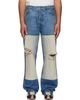Maison Margiela Maison Margiela Blue Patched Panel Straight Jeans - 1