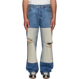 Maison Margiela Maison Margiela Blue Patched Panel Straight Jeans