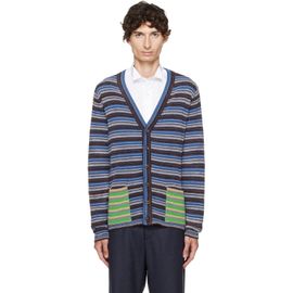 Maison Margiela Maison Margiela Blue Striped Wool Cardigan