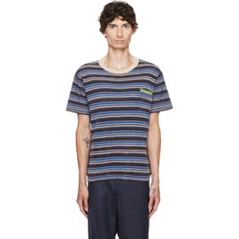 Maison Margiela Maison Margiela Blue Striped Wool Crewneck T-shirt