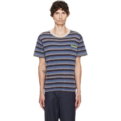 Maison Margiela Maison Margiela Blue Striped Wool Crewneck T-shirt