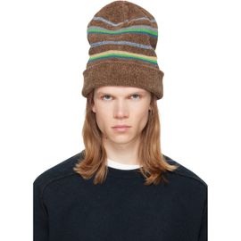 Maison Margiela Maison Margiela Brown Striped Knit Beanie