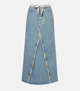 Maison Margiela Maison Margiela Frayed denim maxi skirt