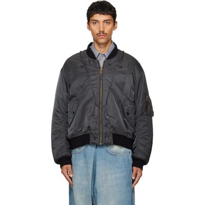 Maison Margiela Maison Margiela Gray & Black Reversible Bomber Jacket