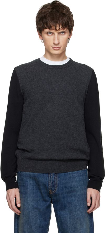 Maison Margiela Maison Margiela Gray & Black Two-Tone Wool Sweater