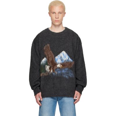 Maison Margiela Maison Margiela Gray Brushed Eagle Sweater