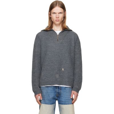Maison Margiela Maison Margiela Gray Mended Ribbed Sweater