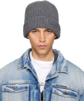 Maison Margiela Maison Margiela Gray Ribbed Beanie