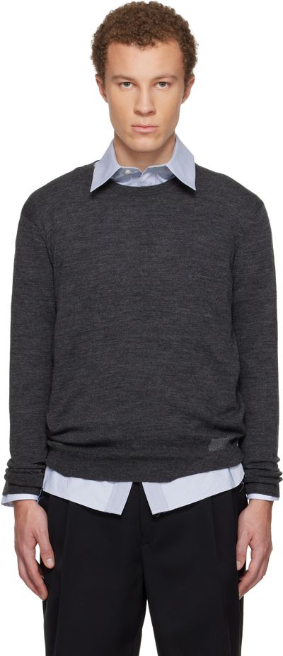 Maison Margiela Maison Margiela Gray Wool-Blend Patch Sweater