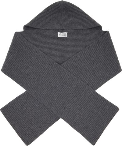 Maison Margiela Maison Margiela Gray Wool Hooded Scarf