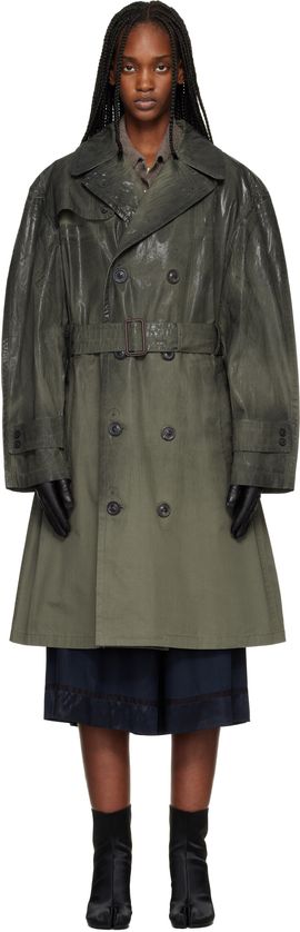 Maison Margiela Maison Margiela Khaki Double-Breasted Trench Coat