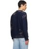 Maison Margiela Maison Margiela Navy Acid Knit Sweater - 3